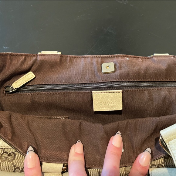 Gucci Brown Brooklyn Gg Canvas Hobo Buckle Shoulder Bag Y2k Gold Cream Monogram - Picture 9 of 13